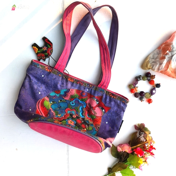 LAUREL BURCH Cats Tote Over-the-Shoulder Canvas - Picture 2 of 11